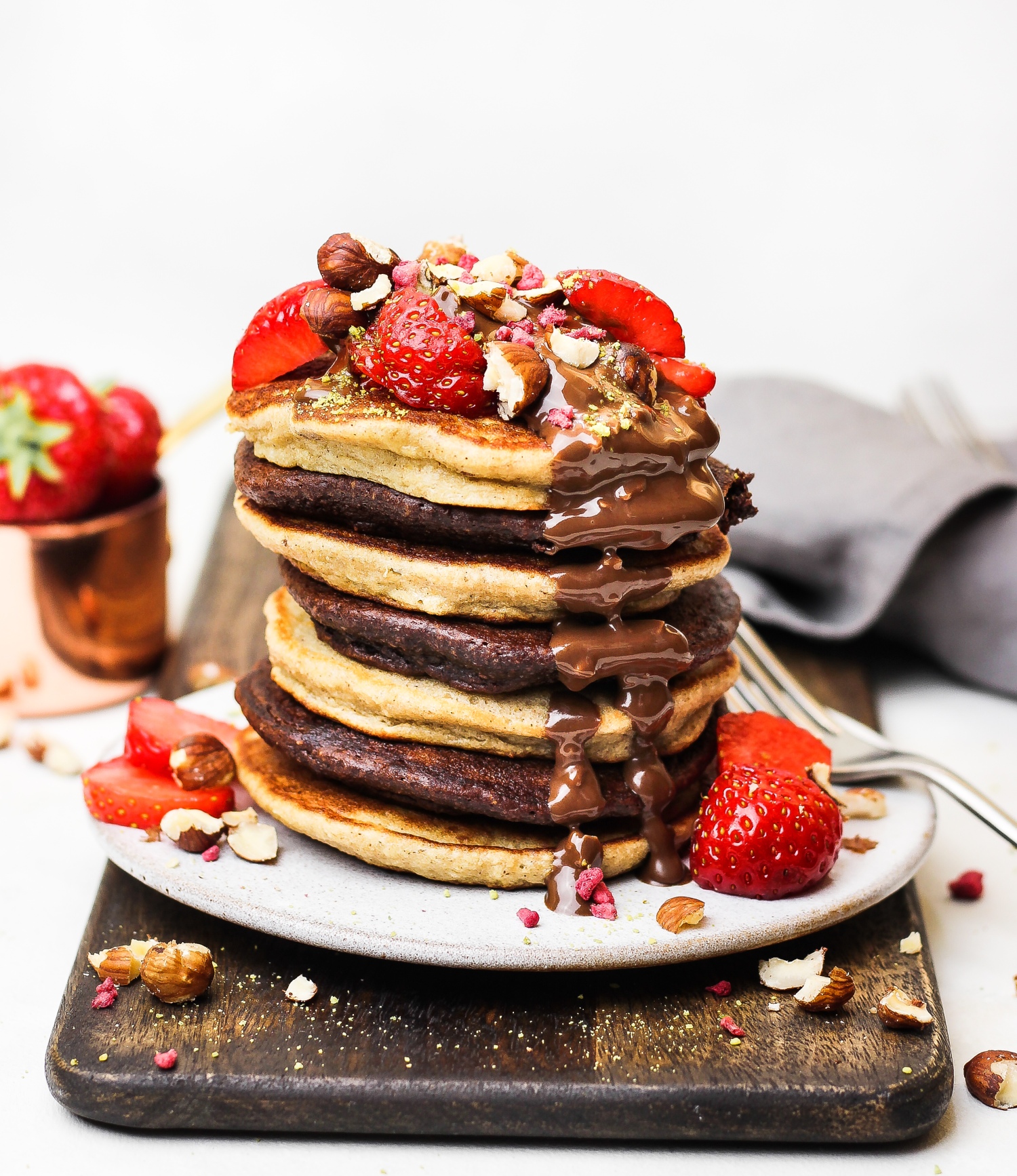 Gluten Free Chocolate & Banana Hazelnut Pancakes – Oat So Delicious